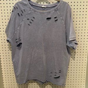 boutique distressed purple top